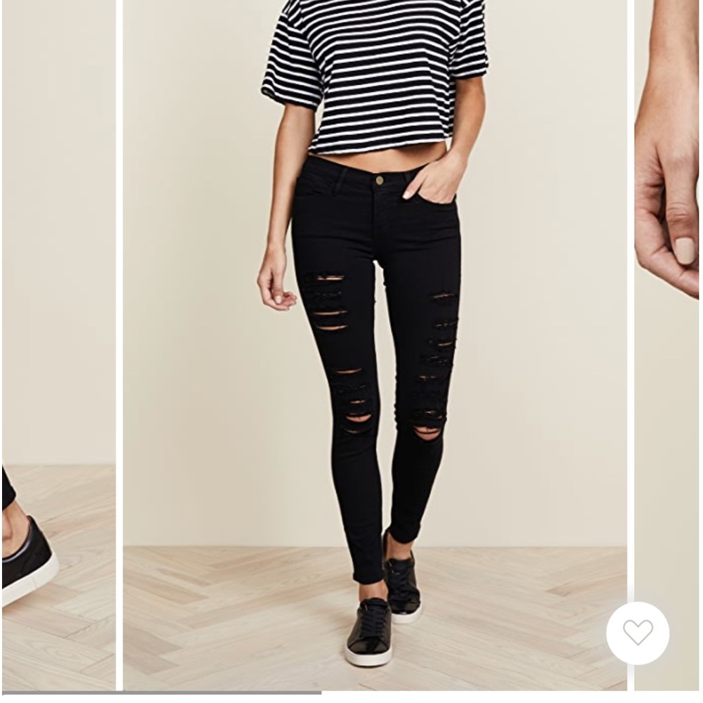 Frame le skinny de Jeanne ripped jeans low rise